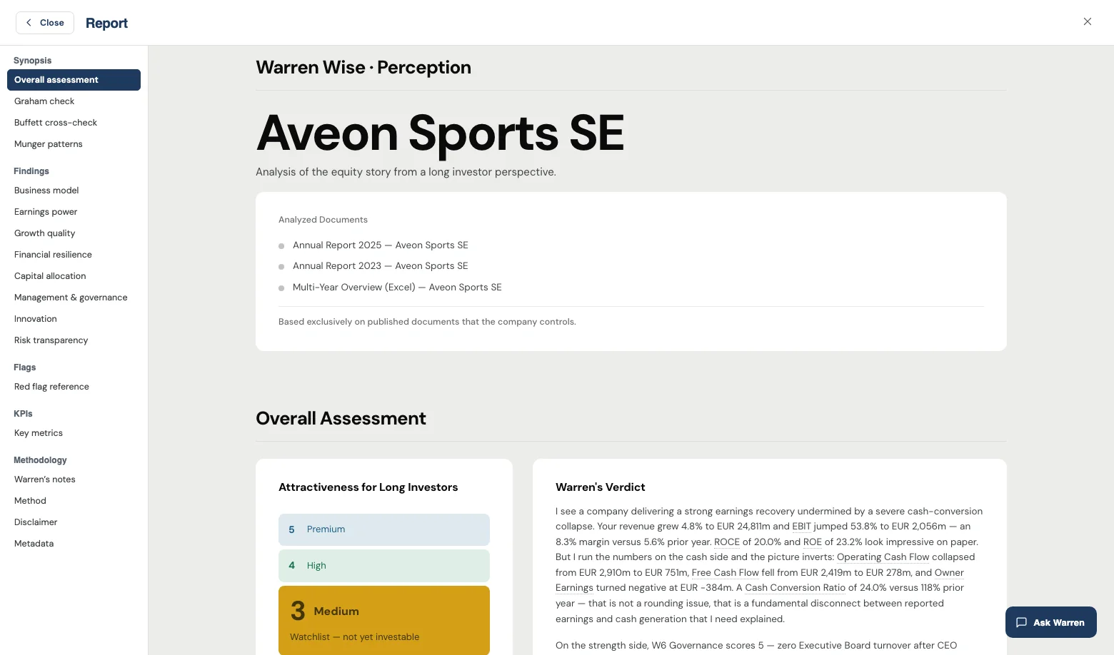 Warren Wise Cockpit — Report